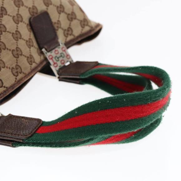 GUCCI GG Canvas Web Sherry Line Tote Bag Beige Green Red 145758 Auth 93992 - Picture 7 of 16